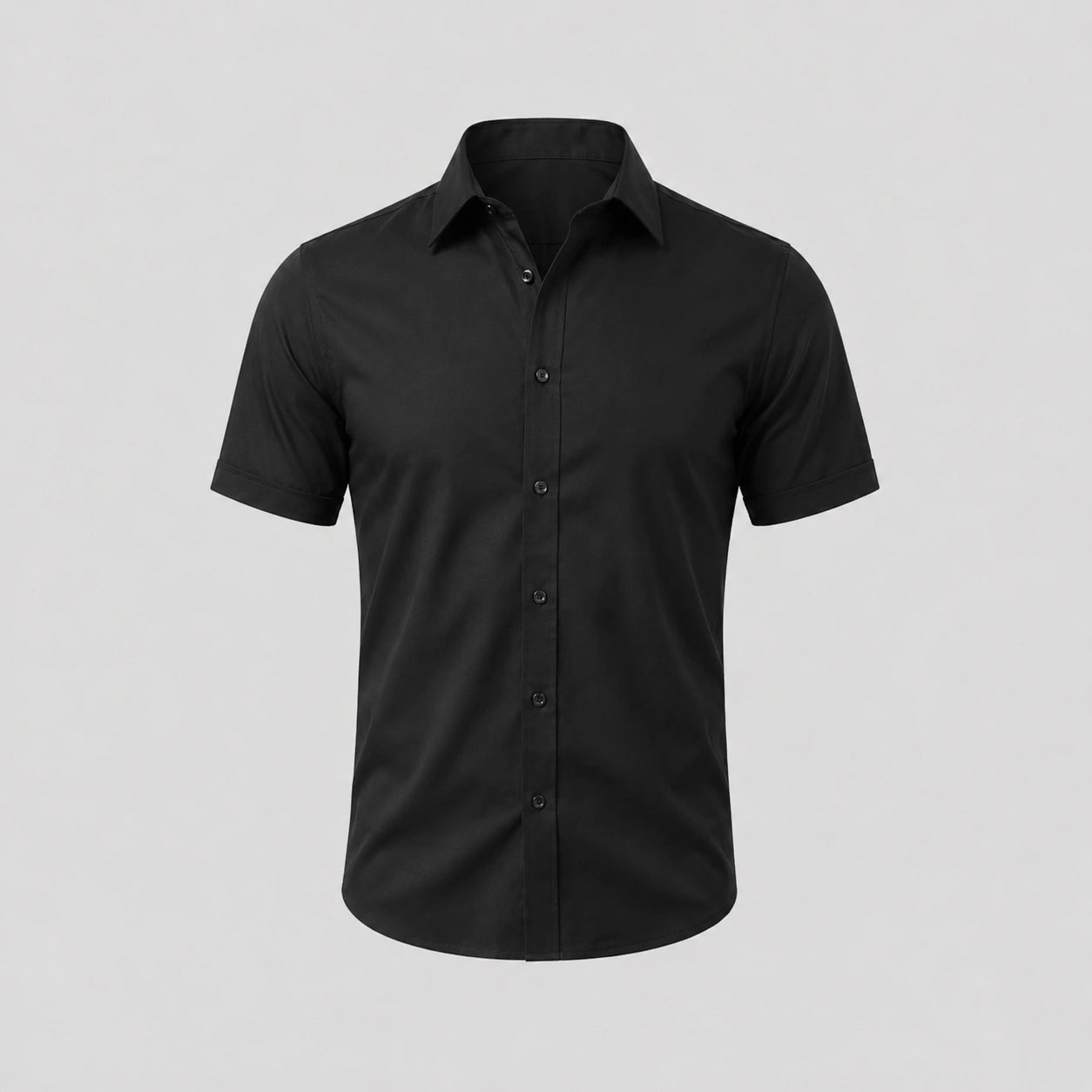 La Camisa Elástica de Manga Corta - Negro